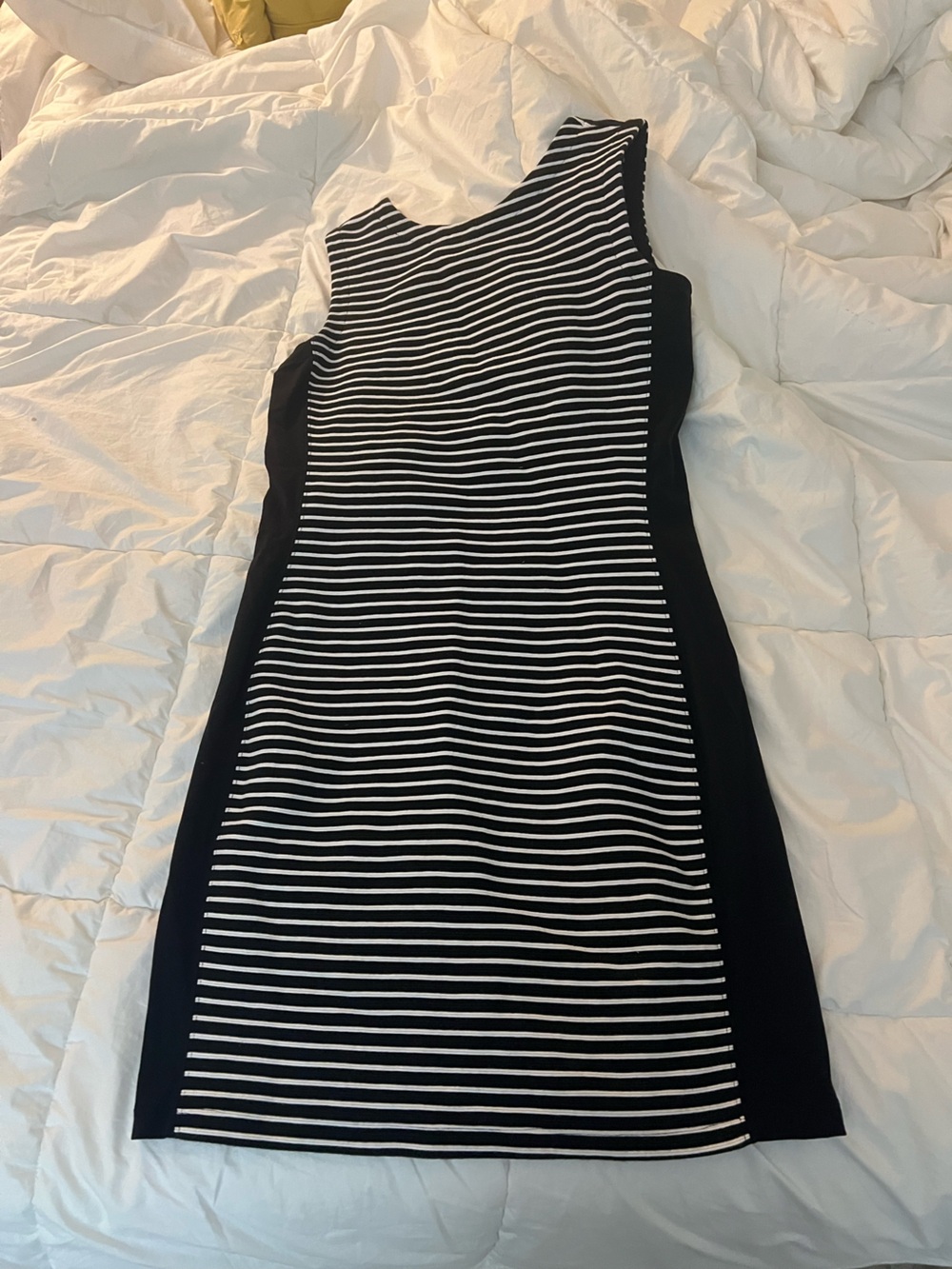 Athleta Black and White Striped Mini Dress